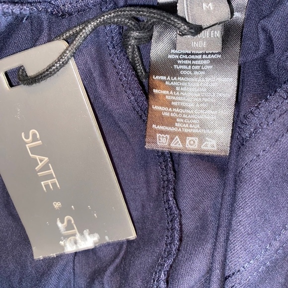 NWT Slate & Stone Navy Blue Pull On Drawstring Cotton Athletic Shorts Medium NEW - Picture 6 of 6